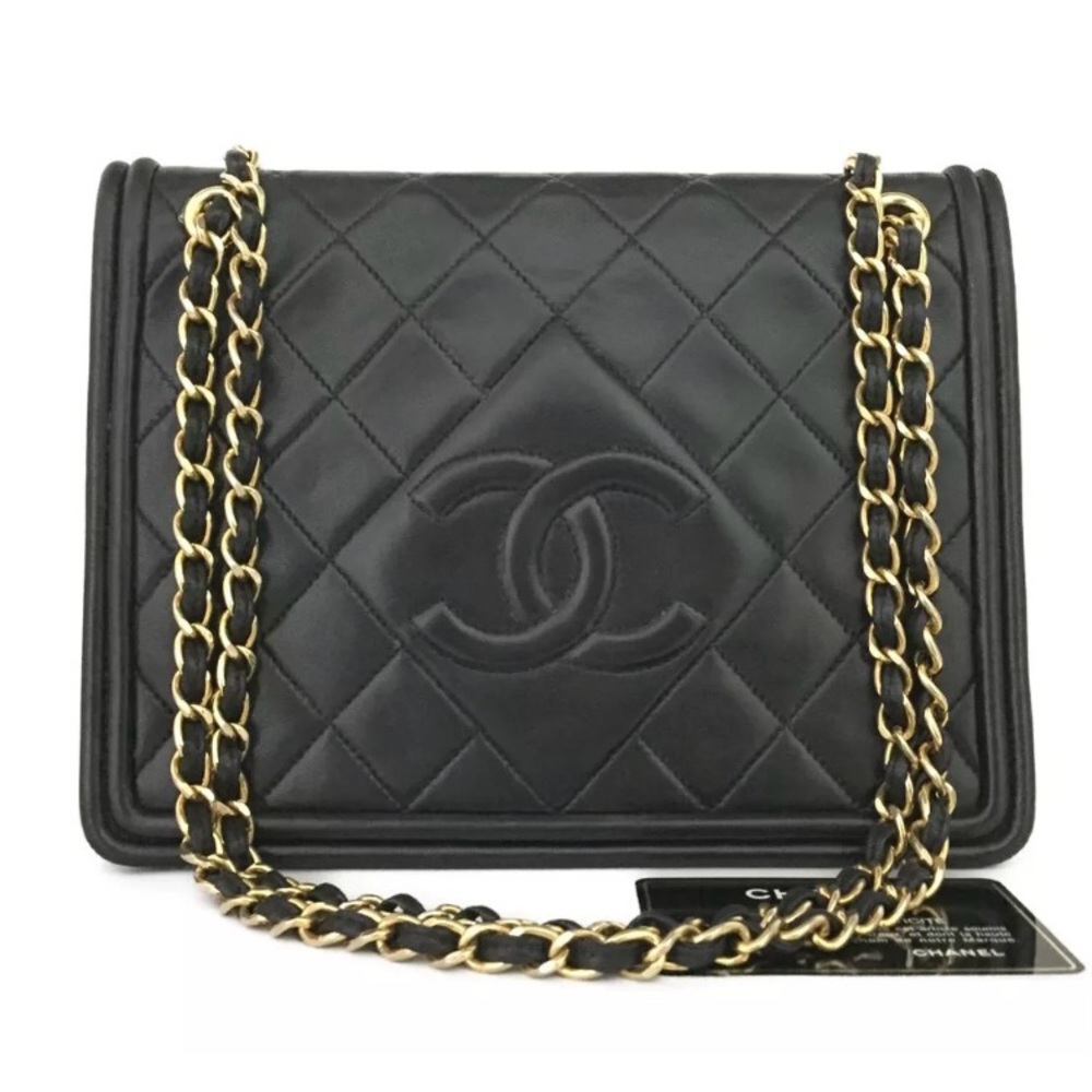 CHANEL Quilted Matelasse CC Logo Lambskin Chain Shoulder Bag